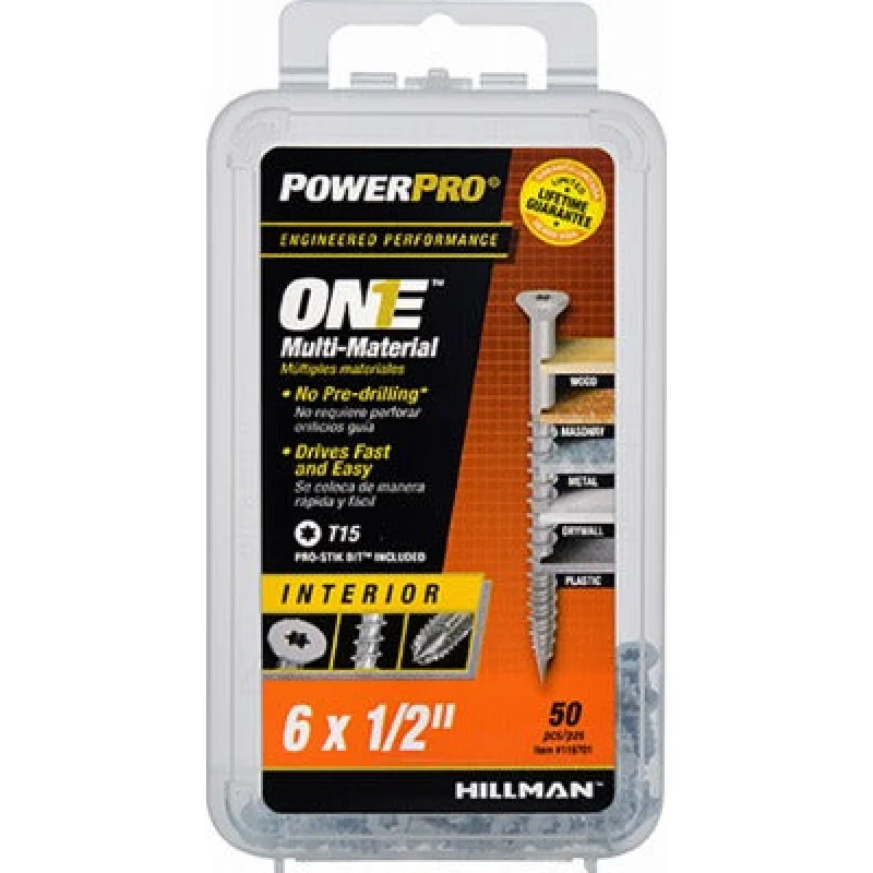 Hillman Fasteners 116701 Flat Head Screw 6x1/2 in Zinc 50pk