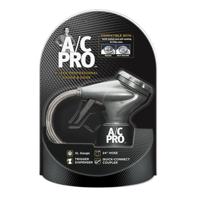 InterDynamics Car Air Conditiioner Gauge and Hose by InterDynamics, A/C Pro Air Conditioner Recharge Gauge and Dispenser for Cars, Trucks, 24 In Hose