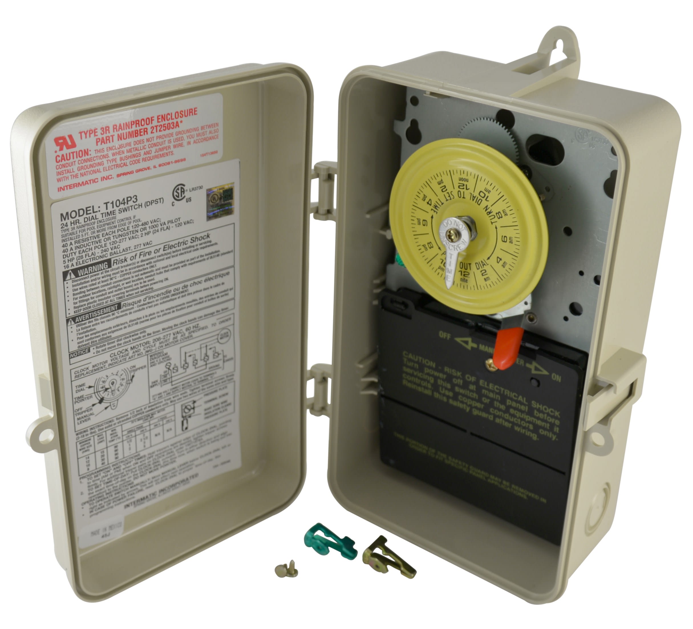 Intermatic 24-Hour 208-277V Mechanical Time Switch, DPST, Type 3R Plastic Enclosure