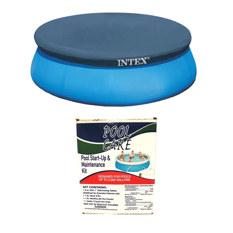 Intex 15 Foot Round Cover Tarp Qualco Pool Chemical Kit