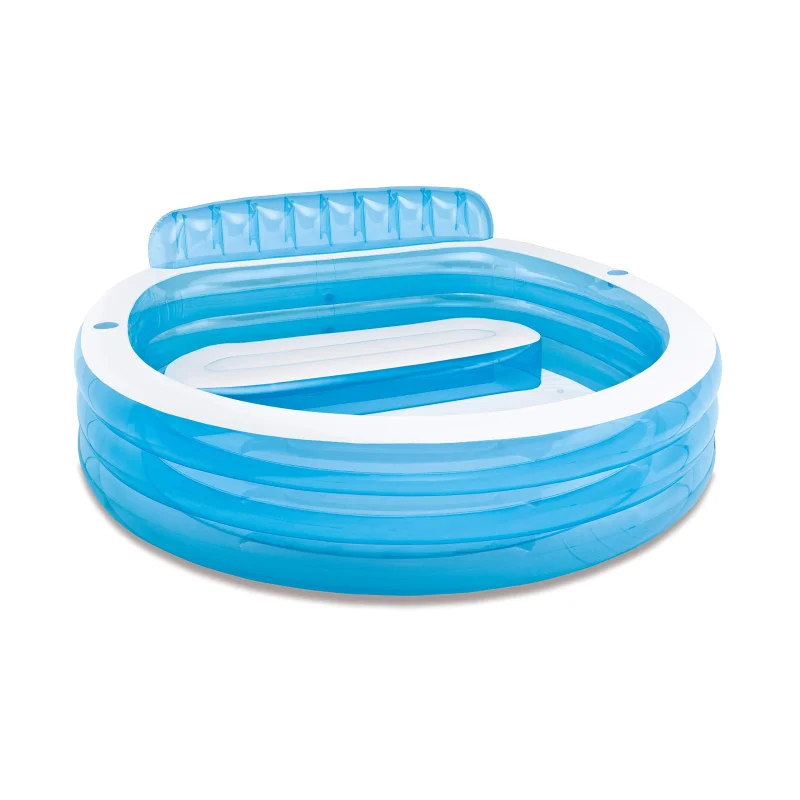 INTEX Swim Center Inflatable Family Lounge Pool: Built-In BenchCup Holder156 Gallon Capacity90" x 86" x 31"Blue