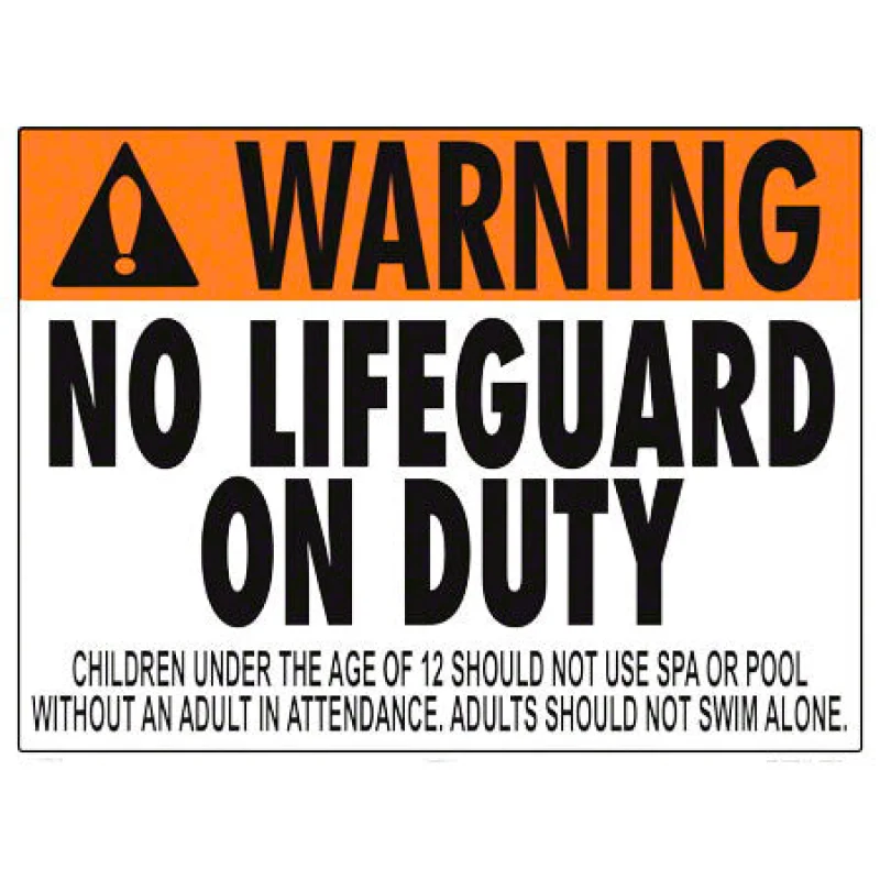 Iowa/Washington No Lifeguard Warning Sign (12 Years and Under) - 24 x 18 Inches on Styrene Plastic