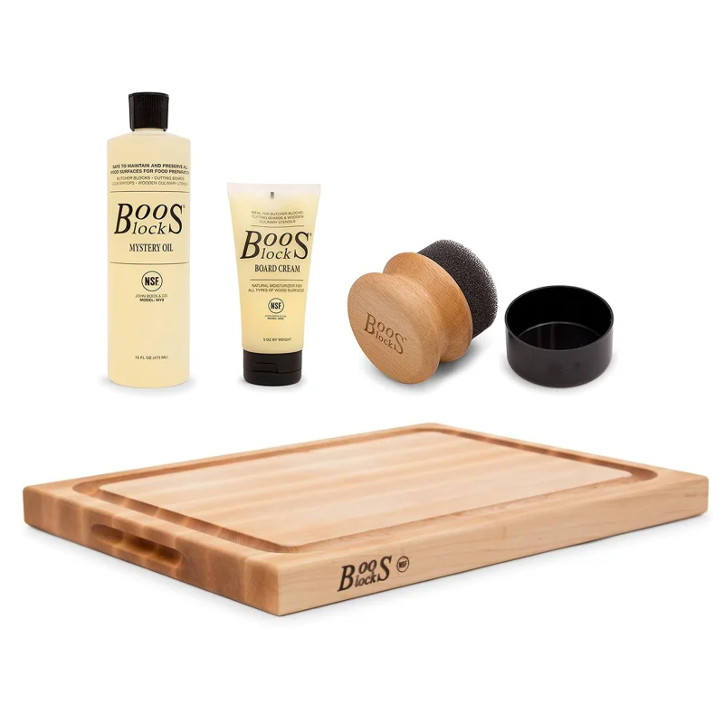 John Boos Block 15 Inch Cutting Board Bundle w/ 3 Piece Care and Maintenance Set