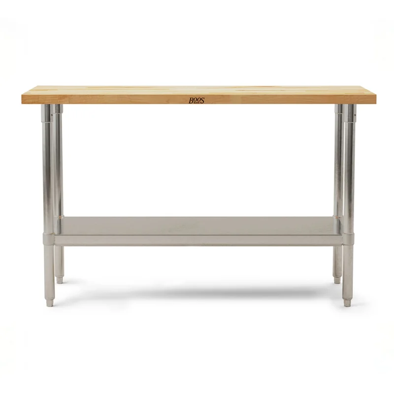 John Boos Maple Wood Top Work Table with Adjustable Lower Shelf, (Open Box)