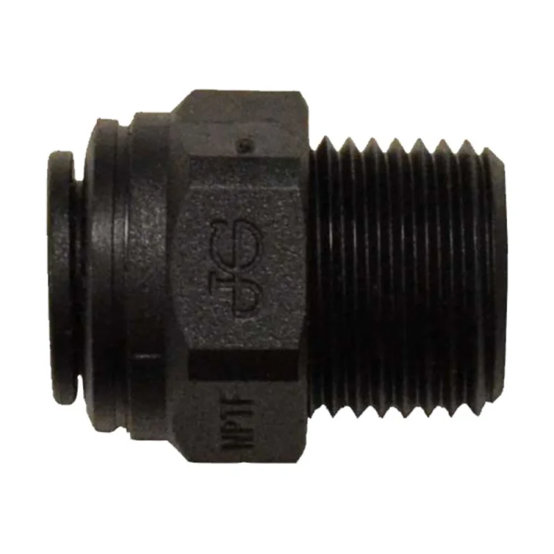John Guest Male Connector NPTF Black Polypropylene- 3/8 x 1/4 NPTF