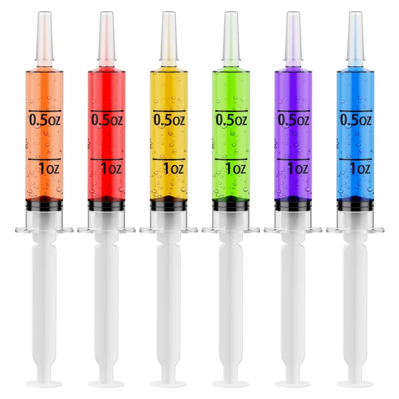 JOLLY CHEF 60 Pack Party Jelly Halloween Shot Syringes, Medium 1.5 oz Container with Lid, Perfect for Plastic Shot Glasses Thanksgiving Christmas