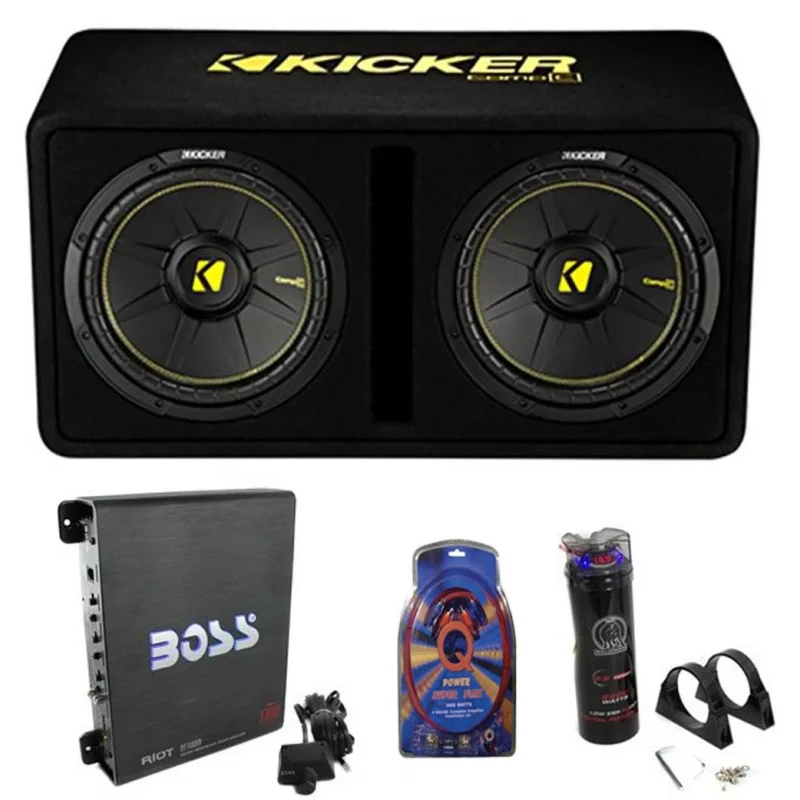 Kicker 12" Full Package - Subwoofer Enclosure, Amp, Capacitor, and Amp Kit