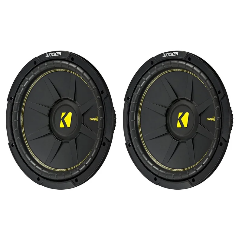 Kicker 44CWCS124 CompC 12" 1200 Watt 4 Ohm Single Voice Coil SVC Subwoofer, Pair