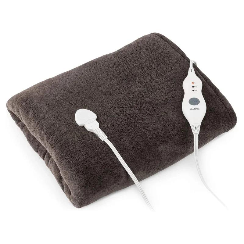 KLARSTEIN Dr Watson 70" x 50" Electric Heated Plush Blanket, 3 Settings, Brown