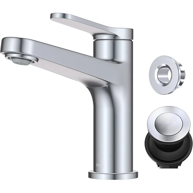 KRAUS Indy Single Handle One Hole Bathroom Sink Faucet in Chrome, KBF-1411CH