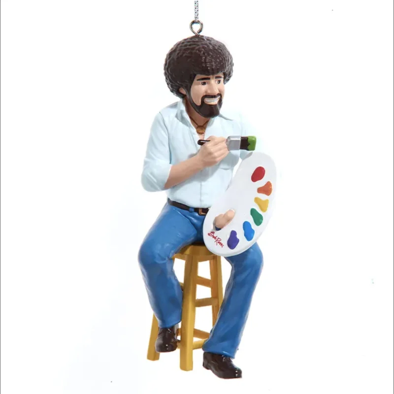 Kurt Adler 4 Inch Bob Ross on Stool Painting Ornament