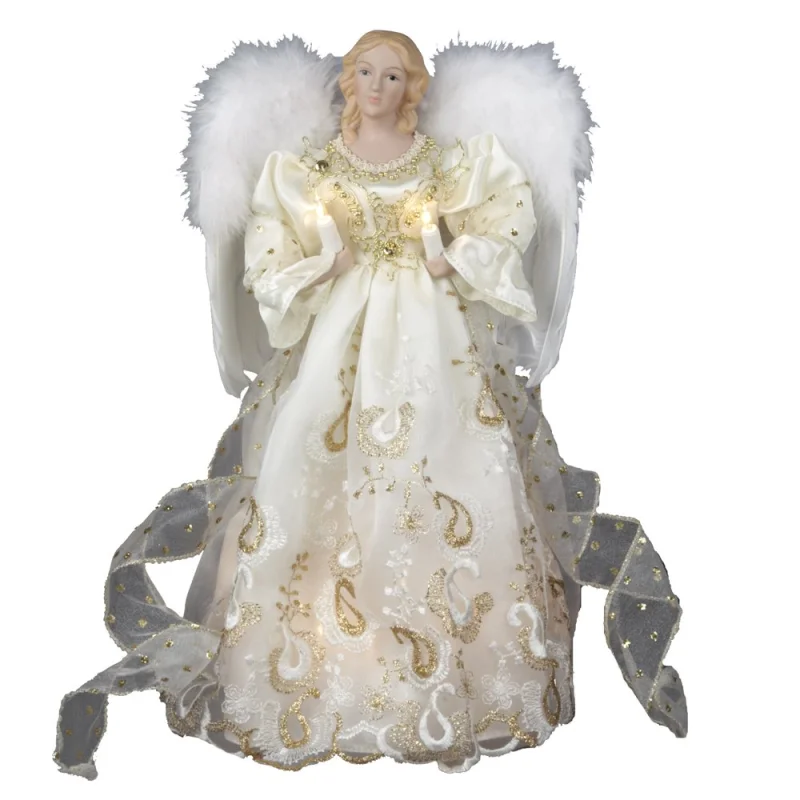 Kurt Adler UL 10 Light 14-Inch Gold Angel Treetop