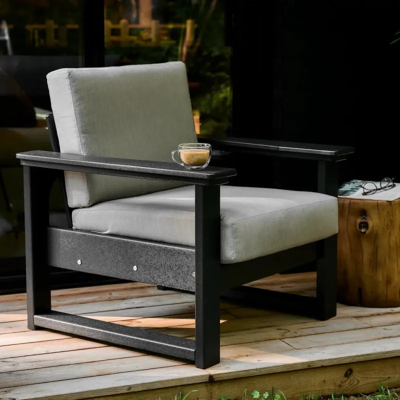 Lanai Deep Seating Chair from LuxCraft Black frame with a Spectrum Carbon colored Cushion