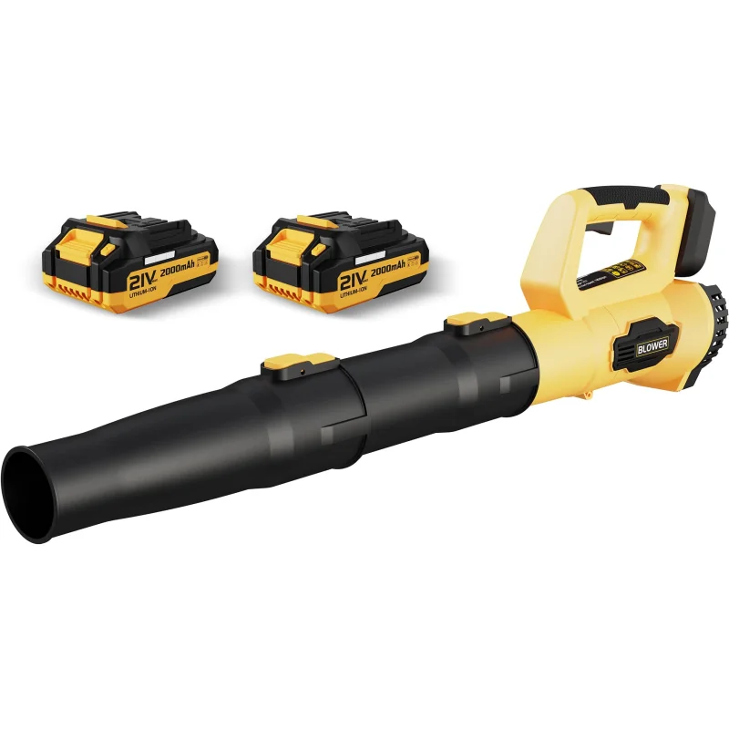 LEAPUL Leaf Blower, 21V Electric Cordless Leaf Blower, 2 X 2.0Ah Batteries and Charger Included, Lightweight Leaf Blower for Patio Cleaning, Lawn Care, Blowing Leaves and Dust, etc. LP69, Yellow