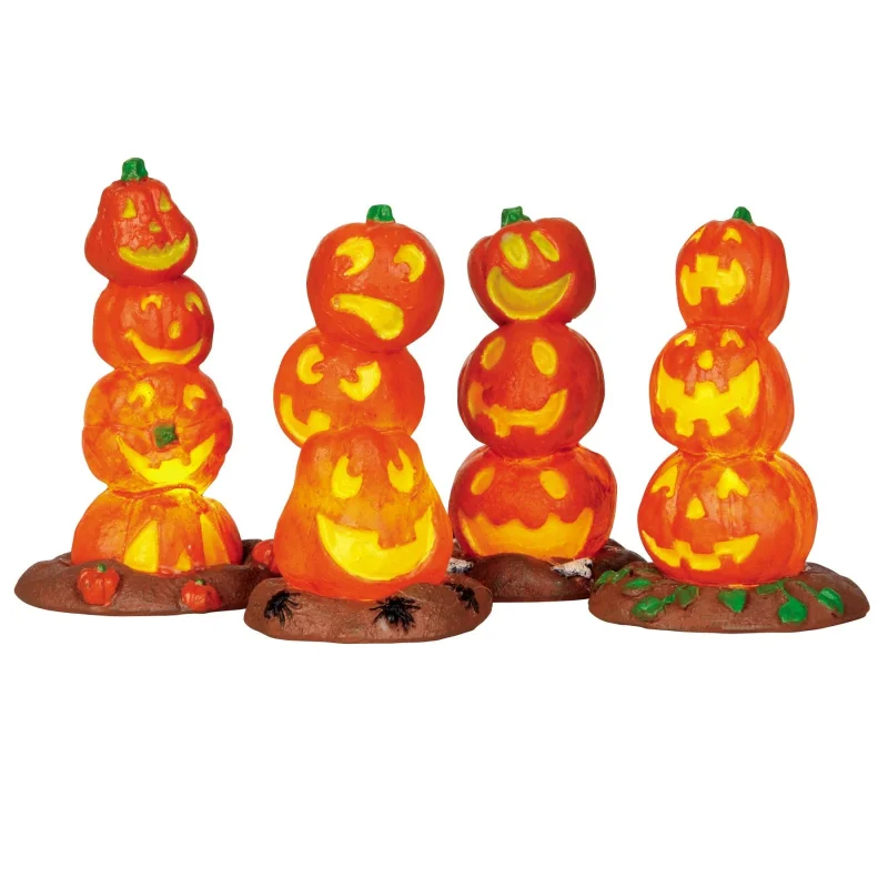 Lemax Spooky Town Light-Up Pumpkin Stack, Set of 4 #34623