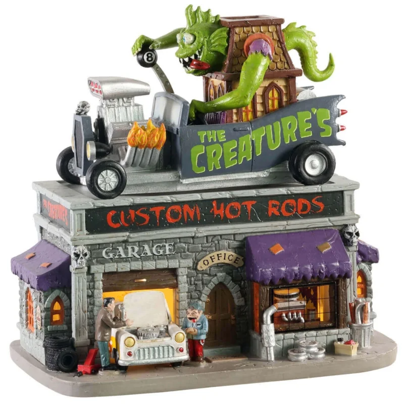Lemax Spooky Town The Creature's Custom Hot Rod Shop #05611