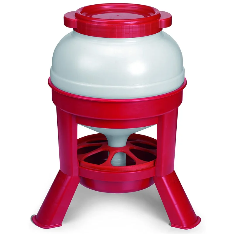 Little Giant 35 Pound Plastic Poultry Chicken Dome Feeder Dispenser w/ Lid, Red (Refurbished)