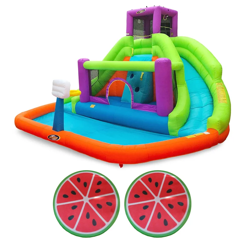 Magic Time Double Hurricane Slide & Comfy Floats Sun Disc Float, Melon (2 Pack)