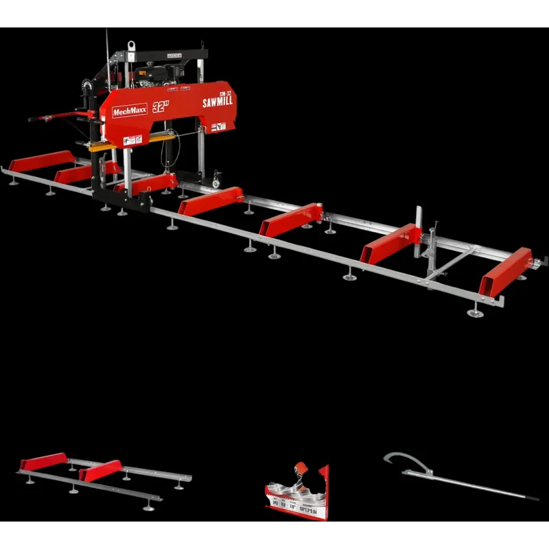 MechMaxx SM32 Portable Sawmill 32" KOHLER CH440 429cc Electric Start Gas Engine 26.5" Board Width 20' Track New