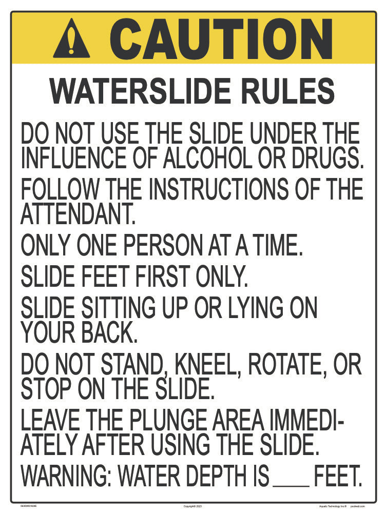Waterslide Rules Sign - 18 x 24 Inches on Styrene Plastic (Customize or Leave Blank)