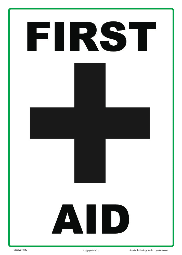 First Aid Sign - 10 x 14 Inches on White Vinyl