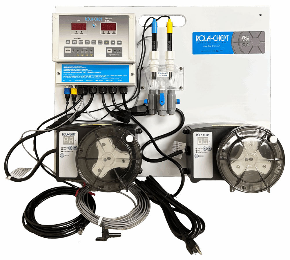 Digital pH/Dual ORP/FAC PPM Controller With One 77 GPD and One 38 GPD Peristaltic Pump