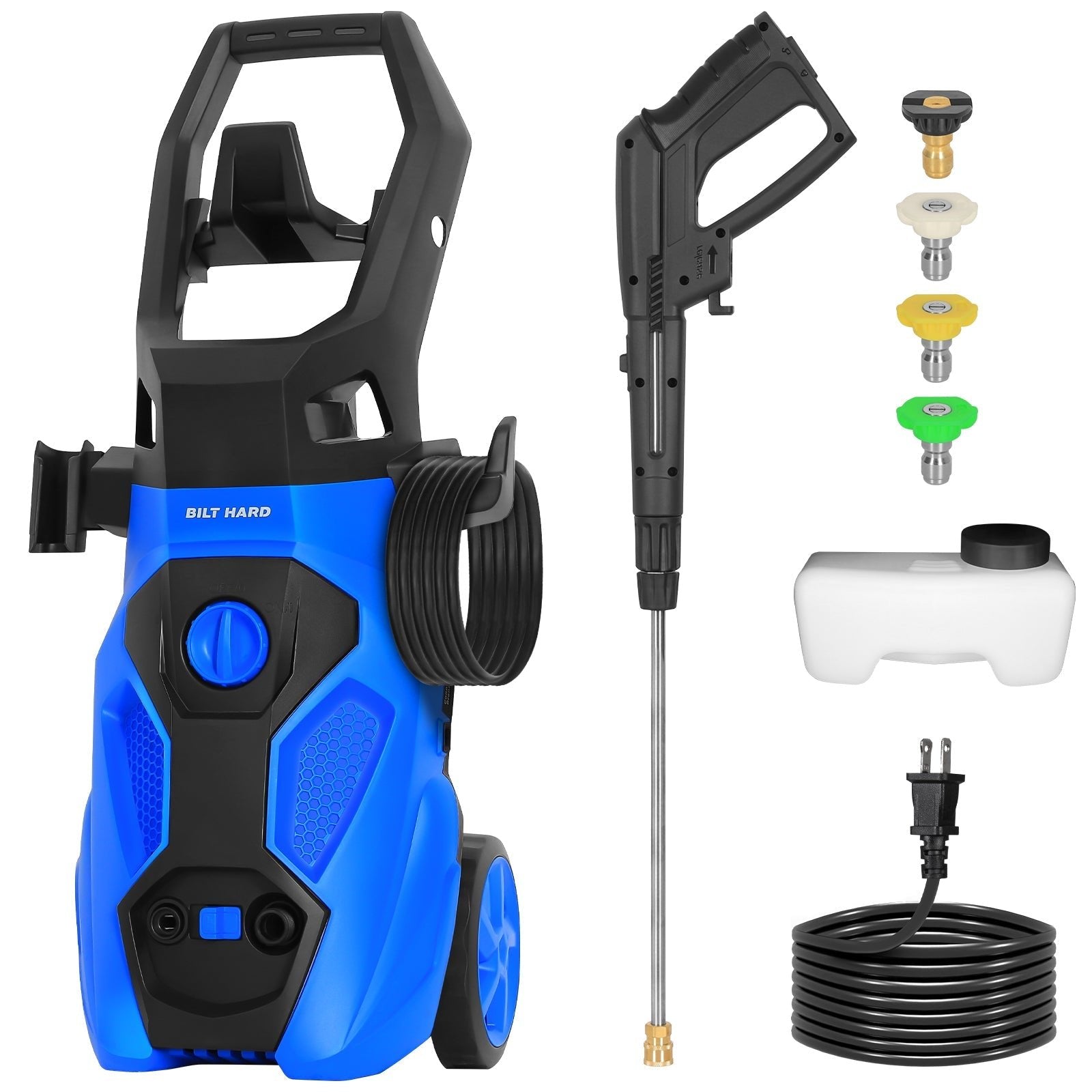 Electric Pressure Washer, 2465 PSI 1.76 GPM Power Washer, 5-Nozzle Set, Built-in Soap Tank, 20 Ft Hose, 35 Ft Power Cord, Stainless Steel Wand, for Cars, Driveway, Home, Patios