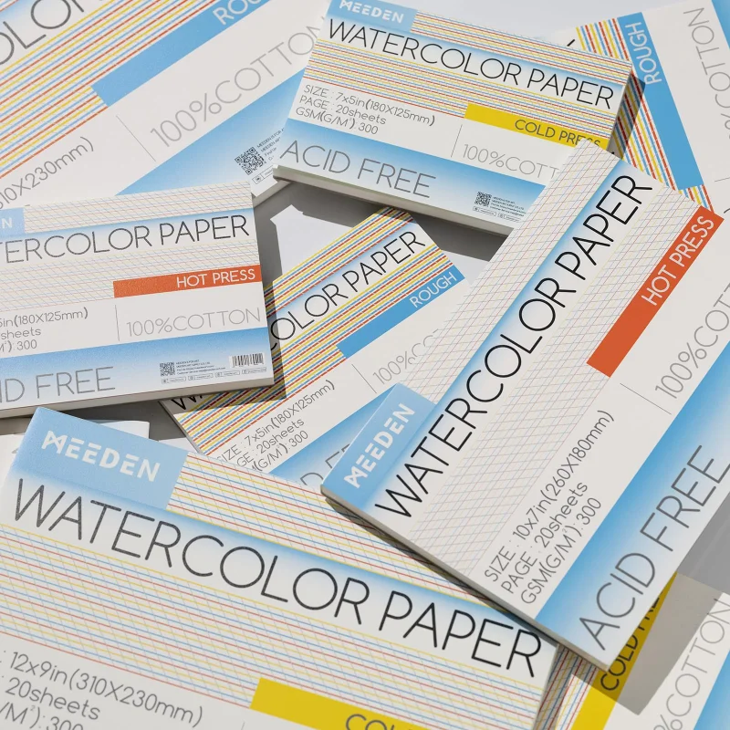 MEEDEN Watercolor Paper Block - 100% Cotton Watercolor Paper Pad of 20 Sheets, 140lb/300gsm, Acid-Free Art Paper for Watercolor, Gouache, Ink and More, 21" x 15" Cold Press