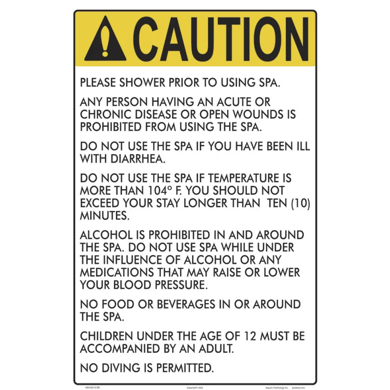 Michigan Spa Rules Caution Sign - 12 x 18 Inches on Heavy-Duty Aluminum