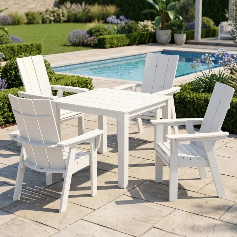 Modern Curveback 5 Piece Dining Set Slate Grey