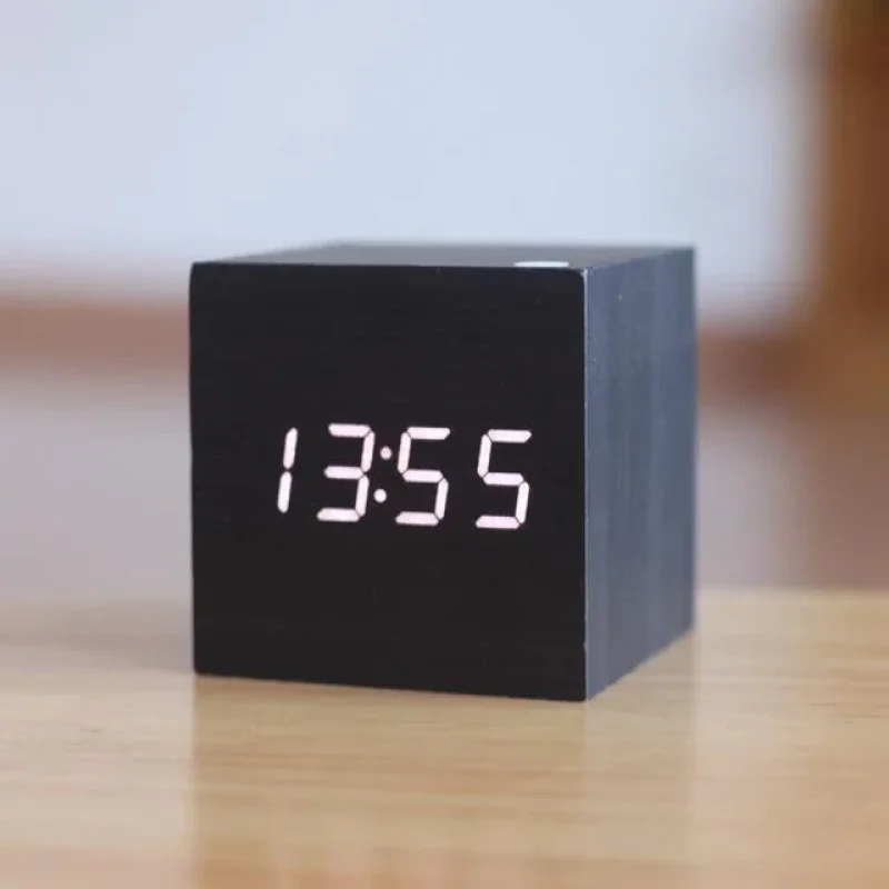 Modern Digital Wall Clock with Glowing Numerals | Stylish Minimalist Design for Home or Office Black-White Light
