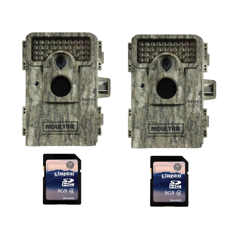 Moultrie M-880i 8 MP Mini Game Camera, 2 Pack (Certified Refurbished) + SD Cards