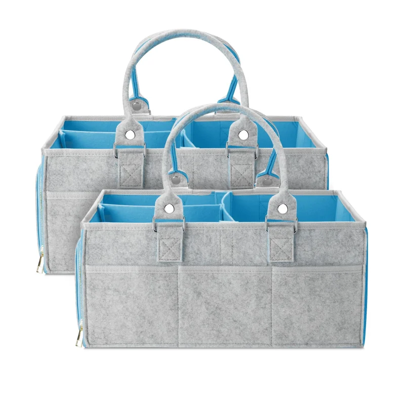 Mr. Pen- Baby Diaper Caddy Organizer, 2 Pack, Blue Inside, Large Baby Caddy Organizer with Handle, Collapsible & Portable