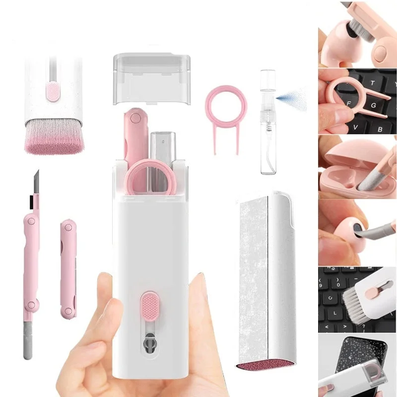 Multifunctional Cleaning Kit for Bluetooth Headsets and Keyboards | All-in-One Solution for Electronics Maintenance Pink