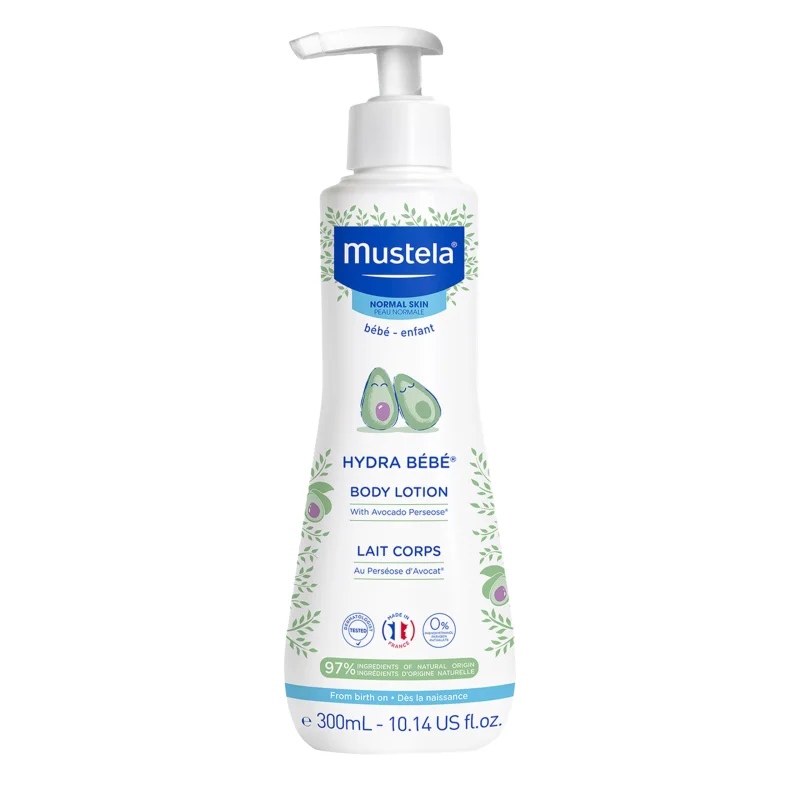 Mustela Hydra Bebe Body Lotion - Daily Moisturizing Baby Lotion with Natural Avocado, Jojoba & Sunflower Oil - 10.14 fl. oz.