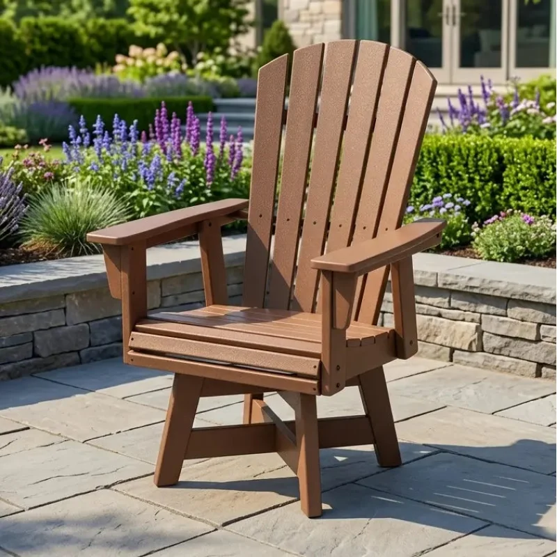 Nautical Curveback Adirondack Swivel Dining Chair Slate Grey