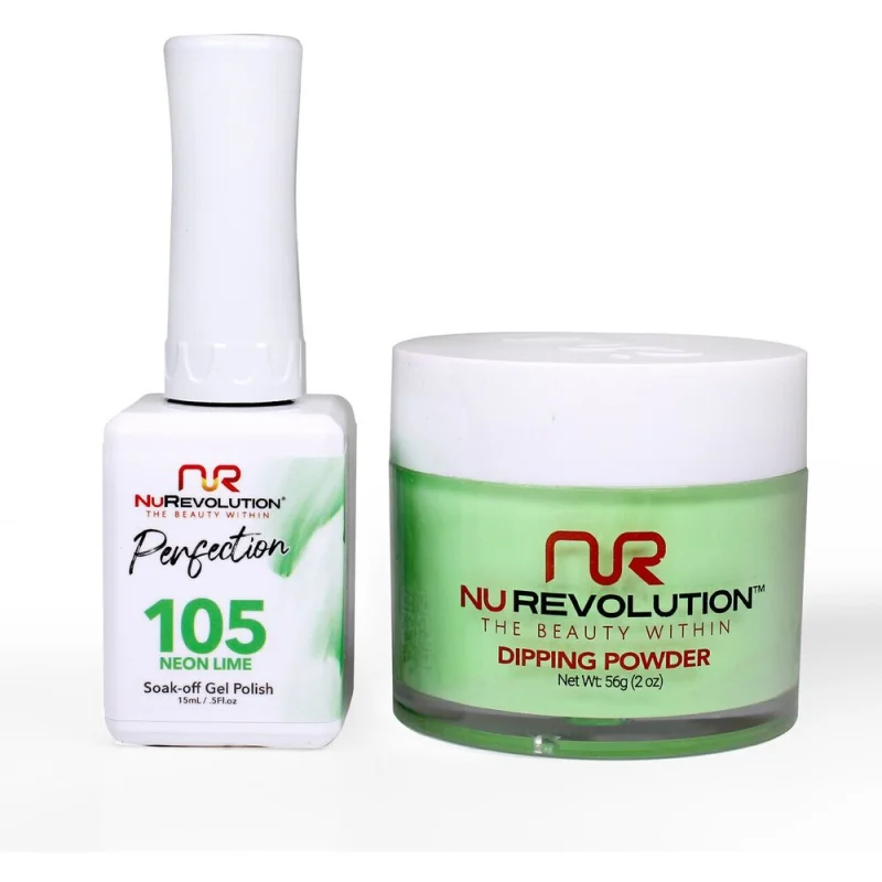 NR Perfection Set: Gel Polish + Dip/Acrylic Powder - #PFS105 Green Lagoon by NuRevolution / 15 mL. Gel Polish + 2 oz. Dip/Acrylic Powder