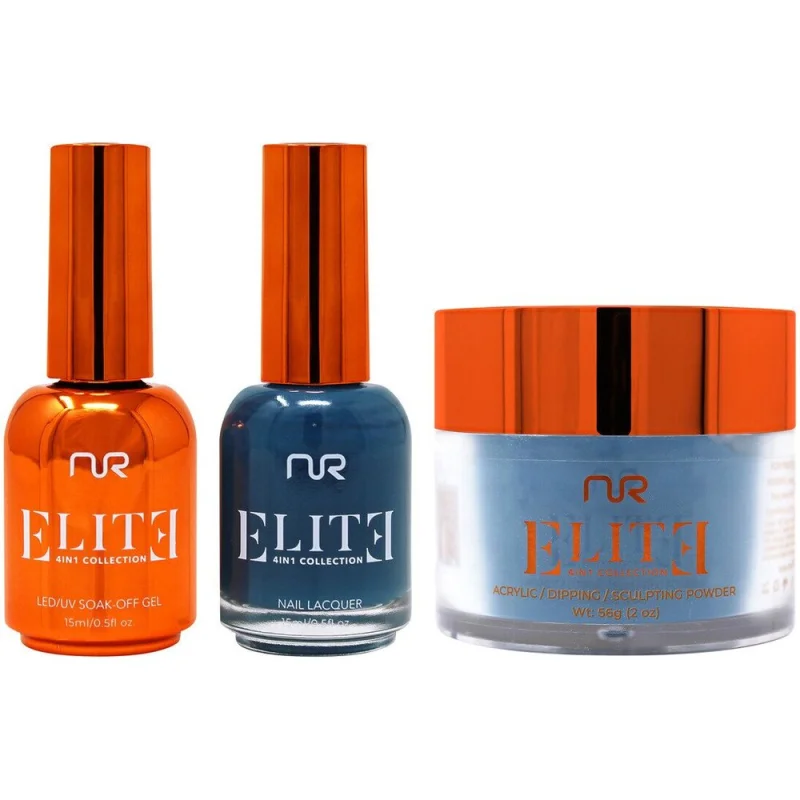 NuRevolution Elite 4-in-1 - LED/UV Soak Off Gel Polish 0.5 oz. + Nail Lacquer 0.5 oz. + Acrylic - Dipping - Sculpting Powder 2 oz. - #EMS113 Blue Abyss