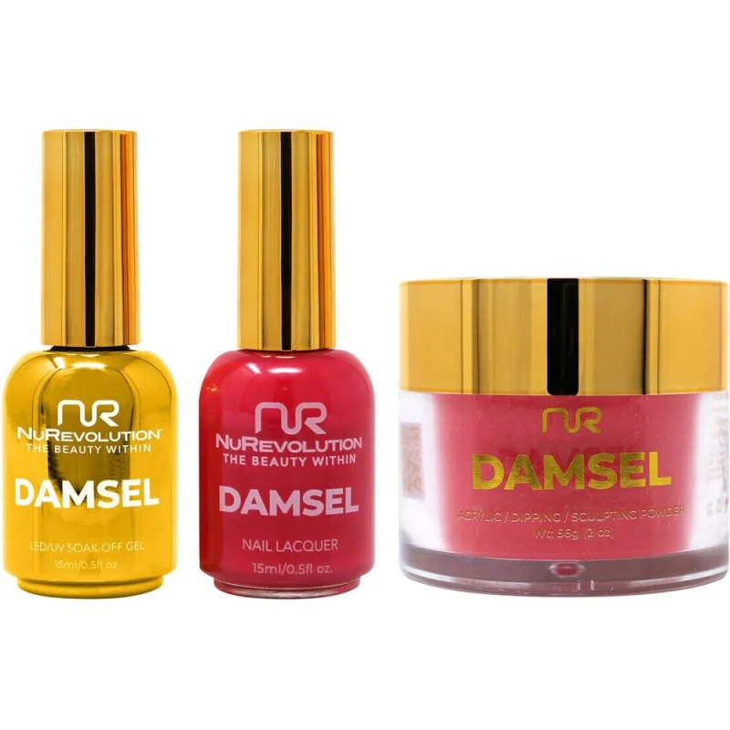 NuRevolution Noble 4-in-1 - LED/UV Soak Off Gel Polish 0.5 oz. + Nail Lacquer 0.5 oz. + Acrylic - Dipping - Sculpting Powder 2 oz. - #NMS21 Cherry Bombshell