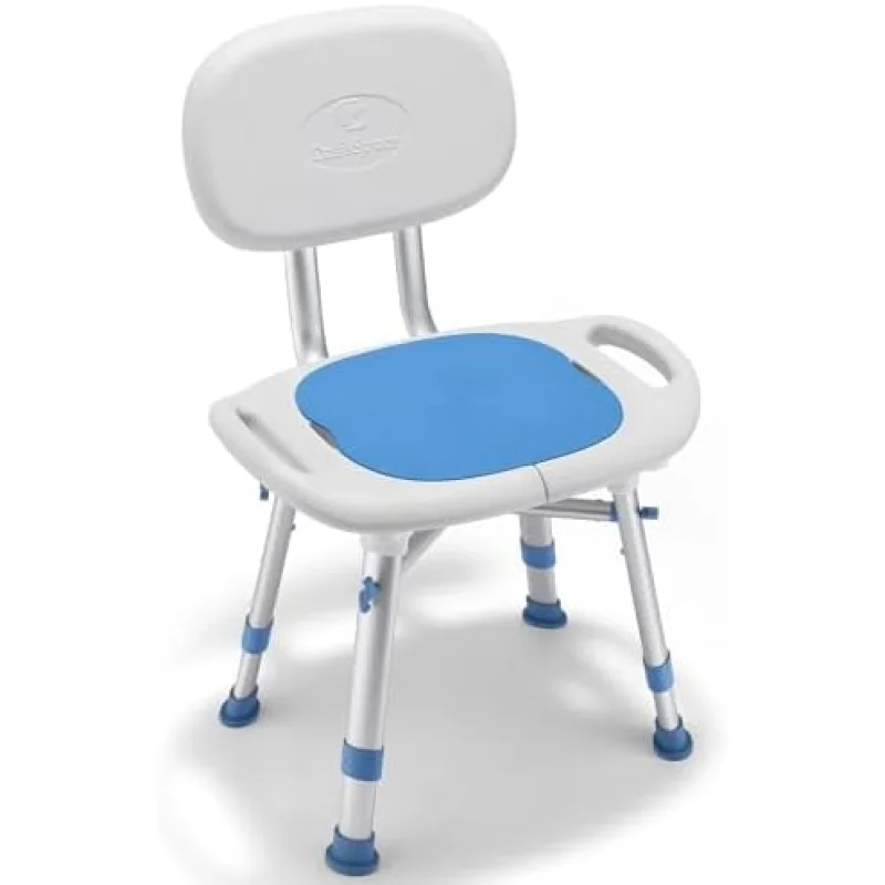 OasisSpace Shower Chair with Removable Back,Upgrade 60% Enlarged Seat Design Shower Stool,Heavy Duty Shower Seat for Inside tub 500lbs(Blue)