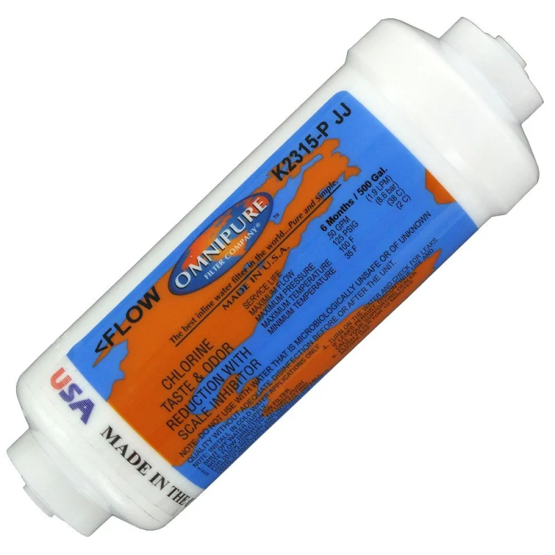 Omnipure Inline K2315-P-JJ 1 mic CTO/Lead/Cyst (w/ Scale Reduction) - 6" x 2" Filter - 1/4" Quick Connect