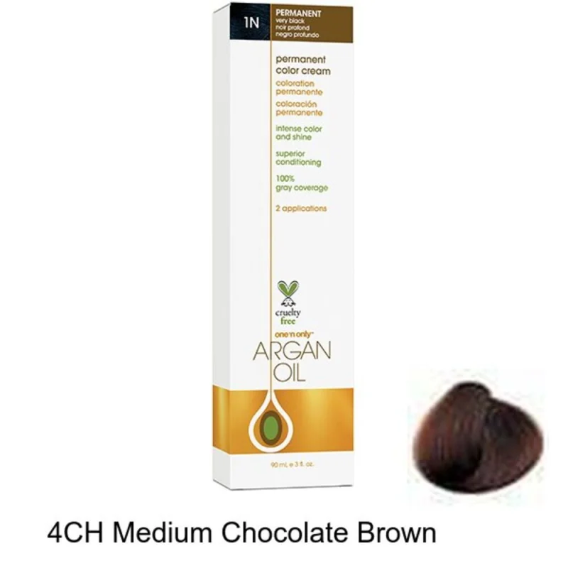 One 'N Only Argan Oil Permanent Cream Color - 4CH Medium Chocolate Brown / 3 oz.