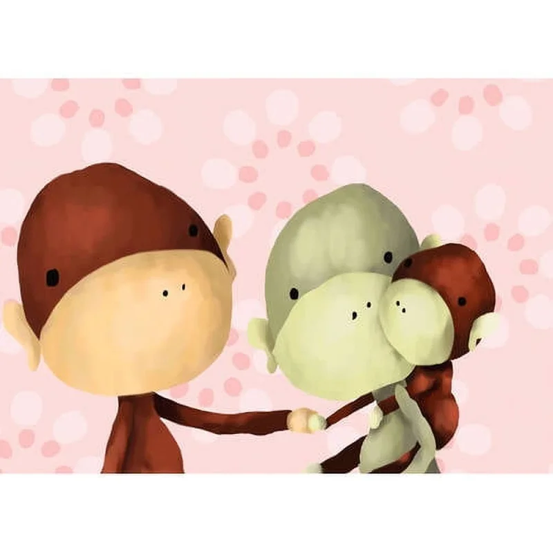Oopsy Daisy's Monkey Family Canvas Wall Art 14x10 inches