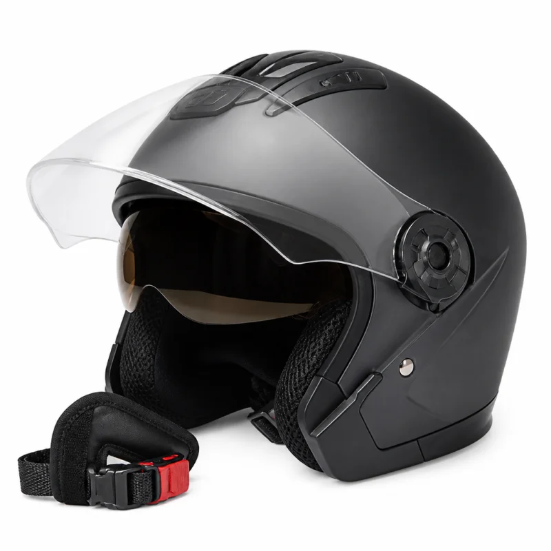Open-Face Motorcycle Helmet | Lightweight ABS Design with Dual Visors | Comfortable Fit for Enhanced Safety White