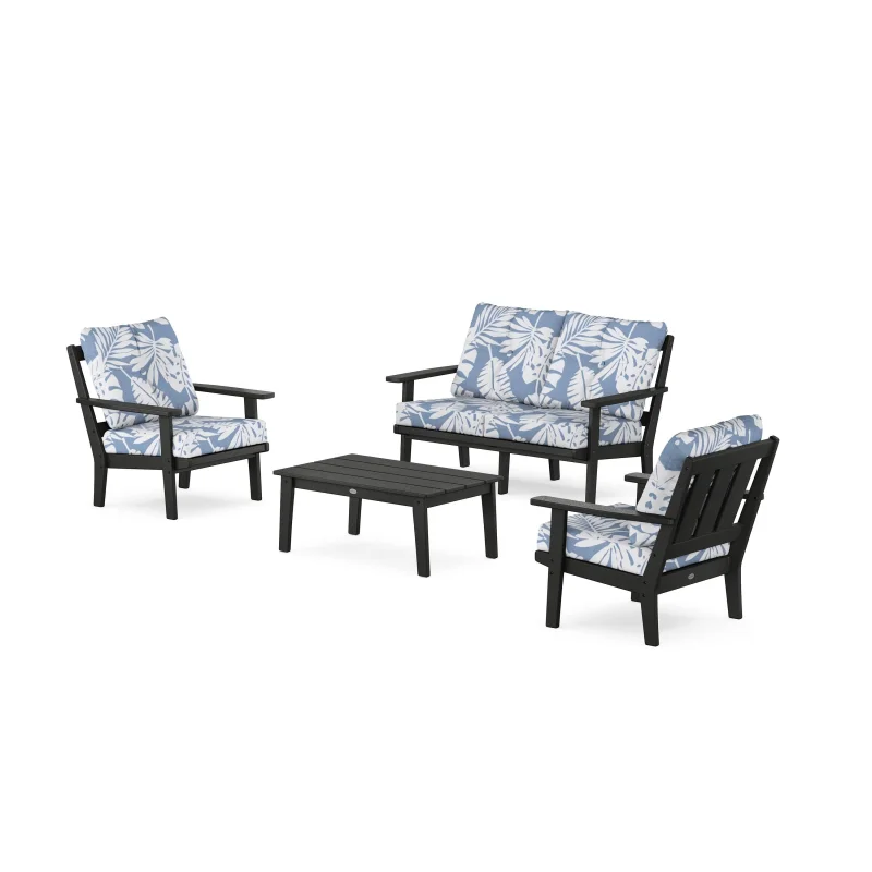 Oxford 4-Piece Deep Seating Set with Loveseat Black