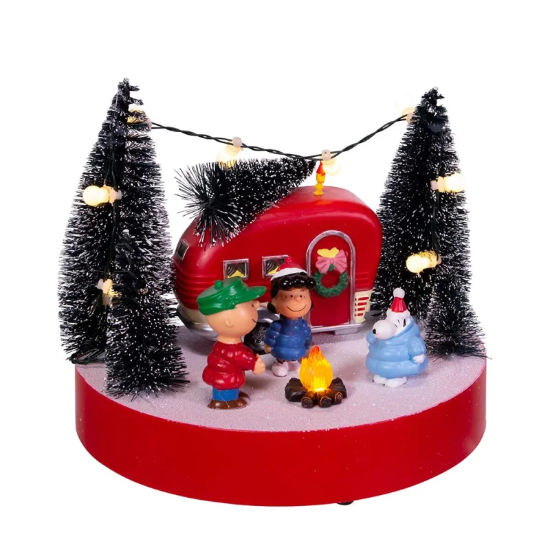 Peanuts Kurt Adler 7-Inch Battery-Operated Musical Camper Scene Table Piece (PN5201)