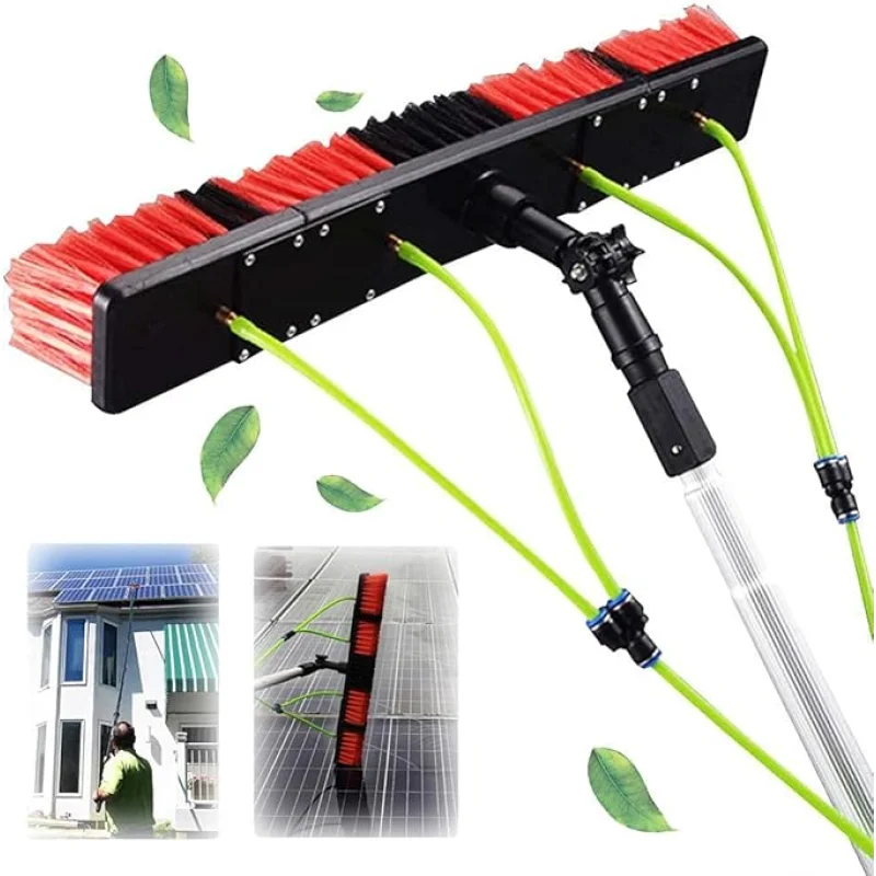 Photovoltaic Panel Cleaning, 3-12M Water Fed Telesbrush, Window Clean, Extendable Cleaner Conservatory Roof Cleaning Tools Pole/11M Rod/30Cm Brush Head