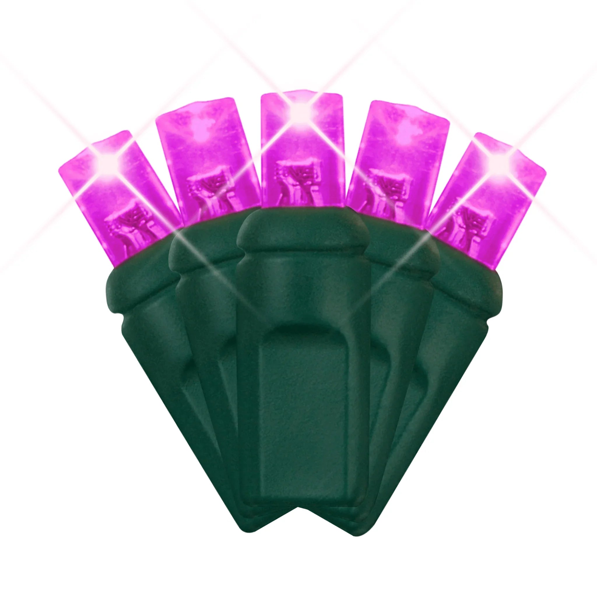 LED Mini Lights 5MM Pink Twinkle Green Wire - 6" Spacing