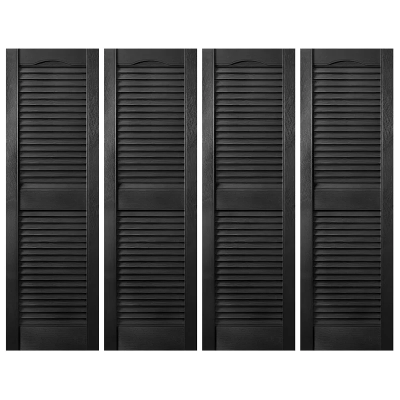 Plastic Development Group 14 x 35 Inch Vinyl Louvered Shutters, 4 Pack, Black