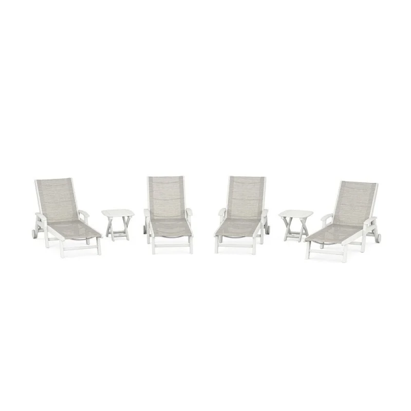 POLYWOOD - Coastal Chaise 6-Piece Set with Wheels - PWS2024 Slate Grey